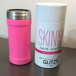 Glitzy Pink Skinny Can Cooler